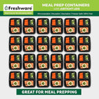 Freshware Meal Prep Containers [150 Pack] 3 Compartment with Lids, Food Storage Containers, Bento Box, BPA Free, Stackable, Microwave/Dishwasher/Freezer Safe (24 oz)