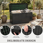 YITAHOME 60 Gallon Outdoor Storage Box, Large Water Resistant Resin Deck Box, Indoor Outdoor Lockable Rattan Storage Container for Patio, Garden, Cushions, Tools, Equipment (Black)