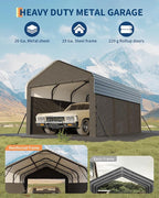 Garvee 10'X15'X9' Metal Carport, Enclosed Car Ports with Heavy Duty Steel Frame and 220 g Tarp, All-Weather Carport, for Sedans, Boats, and Tractors