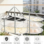 2PCS Hanging Drying Rack Foldable Sweater Clothes Dryer Flat Mesh Large Portable Fixed Windproof for Home, Dormitory and Bathroom 3 Tier