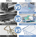 Dish Drying Rack - Space Saving Dish Rack - Dish Racks for Kitchen Counter with Drainboard,Rustproof Dish Drainer with Removable Utensil Holder,Blue