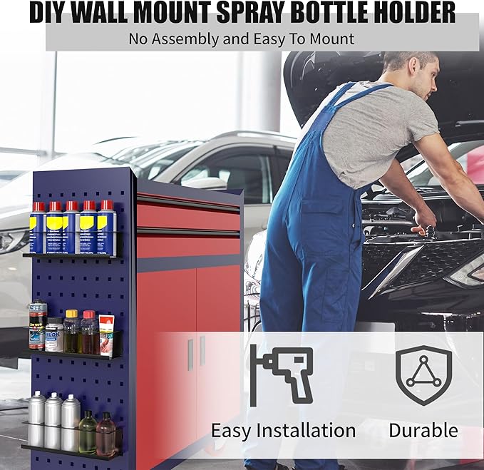 2 Pack Wall-Mounted Aerosol Spray Can Holder Storage Rack, Heavy-Duty Paint Bottle Organizer With 10 Holes, Black Spray Steel Rack for Garage, Shop, Home or Tool Trailer