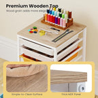 GOFLAME 6-Drawer Rolling Storage Cart, Craft Storage Cart with Wooden Tabletop and Lockable Wheels, Art Cart Supply Storage Organizer with Metal Frame for Home Office Classroom, Macaron Color