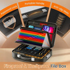 Fireproof Document Box with Lock, 5200°F Fireproof Water Resistant Hard Case File Organizer Safe Box for Important Documents, Certificates, Laptop, Passports (Black)