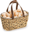 Goaste Egg Collecting Basket with Handle, 13 Inch Chicken Egg Storage Baskets, Handwoven Eggs Container for Gathering Fresh Eggs, Vintage Countertop Fruit Holder for Easter, Harvest, Kitchen