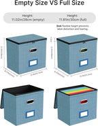 Oterri 1 Pack File Organizer Boxes with Lids, File Box with Mesh Pockets, Document Organizer Box for Letter Size Folders, Zippers Important Document Organizer (Denim, Without Folders)