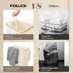 Large Laundry Hamper, 100L Waterproof Laundry Basket with Lid and Removable Bag, Collapsible Tall Clothes Hamper with Bamboo Handles for Clothes Toys in Dorm Bedroom Bathroom, Beige