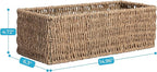 JS HANGER Paper Storage Basket, Metal Frame, Set of 2, 14.9"L x 6.3"W x 4.7"H, Wicker Basket for Pantry, Toilet, Bathroom, Bedroom, Patio Storage Baskets for Shelves