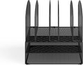 Safco Products Onyx Desk Organizer - 2 Horizontal, 6 Upright Sections - Black - Metal - Tabletop Desktop Organizer - Office & School Supplies - Letter Trays & Stacking Supports