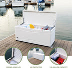 LIFETIME Outdoor Storage Deck Box, 130 Gallon, Arctic White, Lockable, UV-Protected, for Decks and Marine Docks