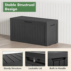Outdoor Storage Box, Resin Deck Boxes Indoor and outdoor, Waterproof Storage Box Lockable Lid (Black, 85 Gallon)