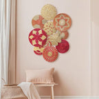 Tatuo 11 Pcs Boho Wall Basket Decor Decorative Bulrush Woven Basket Wall Decor Art Round Farmhouse Hanging Baskets for Kitchen Rustic Home Summer Decorations, Multi Sizes (Pink)