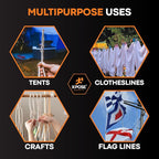 Plastic Clothesline - 100' Plastic Clothes Line - White Outdoor Weather Resistant - Synthetic Cord for Hanging and Drying Clothing & Laundry - Plastic Rope Clothes Line String for Pulley 6 Pack