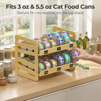 Cat Food Can Organizer for 3 oz & 5.5 oz Wet Cat Food Cans, Wooden FIFO Can Dispenser for Pantry or Feeding Station, Includes Dry-Erase Labels, Marker & Anti-Slip Pads