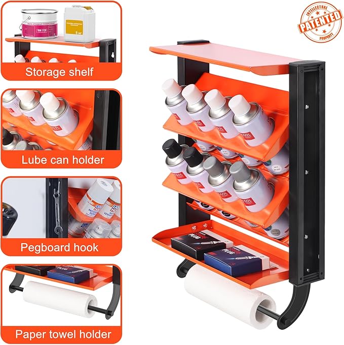 WALMANN Wall Mount Spray Paint Can Holder, Heavy Duty Metal Paint Can Storage Rack for Garage, Shop Paint Cans Holder, Holds Up to 100 lbs