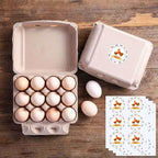 100 Pcs Vintage Egg Cartons with Labels, Square Dozen Egg Basket Blank Natural Paper Pulp, Classical 3x4 Style Holds Up to One Twelve 12 Count Chicken Eggs, Sturdy Eggs Box with Stickers