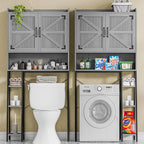 Vabches Over The Toilet Storage Cabinet, Farmhouse Storage Cabinet Over Toilet with Barn Doors & Toilet Paper Holder Stand，Home Space-Saving Toilet Rack, for Restroom/Laundry and Bathroom