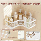 Veken Corner Adhesive Shower Caddy 3-Pack with Soap Holder&Hooks,No Drilling Shower Shelves,Rustproof & Waterproof Bathroom Organizers and Storage,Rack for Small Spaces, Kitchen&Rental-Friendly,White