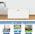 Outdoor 70 Gallon Wicker Deck Storage Box Color: White
