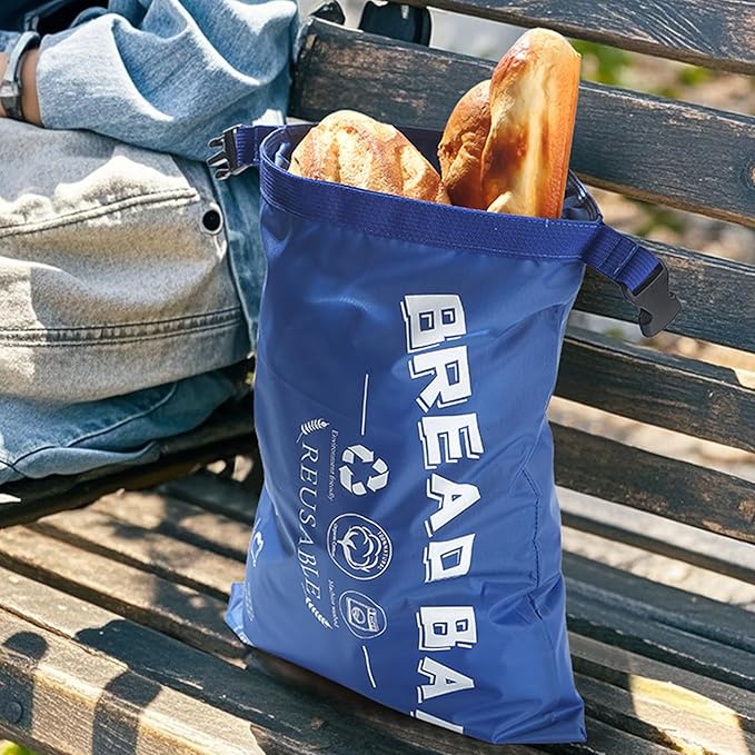 Oxford TPU Bread Bag with Buckle Reusable-collapsible Fabric Zippered Bread for Homemade Sourdough,Baking Supplies & Kitchen Essentials (2pcs bread bag 1pcs mesh bag)