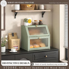 Bread Box for Kitchen Countertop Bin Double Layer Bread Box Storage Container Extra Large Capacity Farmhouse with Diamond Pattern Windows (Green, Extra Large)