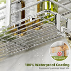 Yougai Shower Caddy, Shower Organizer with Soap Holder and Hooks, Rustproof Shower Shelves, No Drilling Bathroom Organizers and Storage, Wall-Mounted Kitchen & Home Decor (Silver)