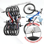 USA Based Ceiling Bike Hanger Slide Mount Up To 6 Bikes, Sliding Garage Bicycle Storage, 51" Heavy Duty Hanging Hook Racks 450lbs Limit, Overhead Mounted Hangers for Storing Bicycles | White