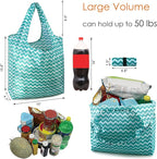 BeeGreen Reusable Grocery Bags Lightweight Durable Shopping Bags Washable Foldable 12 Pack Xlarge Classic Geometric Design Gift Tote Grocery Bags with Elastic Band and Separated Zipper Storage Pouch