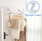 Over The Door Clothes Hanger,Metal Over Door Clothes Drying Rack with 6 Hooks,Laundry Drying Rack Rod for Laundry, Bedroom, Washroom, Closet,Fits Door Up to 1.97", (Silver)