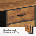 Mobile File Cabinet,Lateral Filing Cabinet with 3 Fabric Drawers,Rolling Printer Stand with 4 Open Storage Shelf for Home Office,Rustic Brown