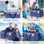 HomeHacks Moving Bags, Extra Large Size Moving Boxes, Heavy Duty Luggage Bags with Smooth Zipper and Sturdy Handles, Large Capacity & Easy Loading Storage Totes for Space Saver 125L, 4-Pack, Blue
