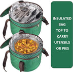 12 Inch Cake carrier Container with Lid and Handles Includes Insulated Bag for Safe Transportation of Buttercream Doesn't Melt Easy for Cakes, Pies and Cupcakes (Green)