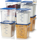 CURTA 8-Pack 18 Qt NSF Clear Polycarbonate Food Storage Containers with Blue Lids - Square, Commercial-Grade, Freezer & Dishwasher Safe, Stackable
