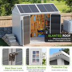 WACASA 8x6 FT Resin Plastic Shed with Floor, Heavy-Duty 21-Gauge Reinforced Steel Frame, 16mm Ultra-Thick Panels, Outdoor Storage Sheds with Awning Windows and Air Vents