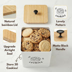 PERFNIQUE Cookie Jar with Lid Airtight, Cookie Tin with Bamboo Lid, Cute Cookie Jars for Kitchen Counter Decorative, 1 Gallon Food Storage Container for Candy, Cookies, Dessert, Farmhouse Home Decor