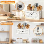 Large and Durable Retro White Wooden Kitchen Utensil Holder - Ideal Kitchen Counter Decor for Party, Counter & More （Retro White 4 Compartment）