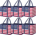 BALEINE 6Pk Reusable Grocery Bags, Foldable Shopping Bags for Groceries with Reinforced Bottom & Handles (Patriot Celebration)