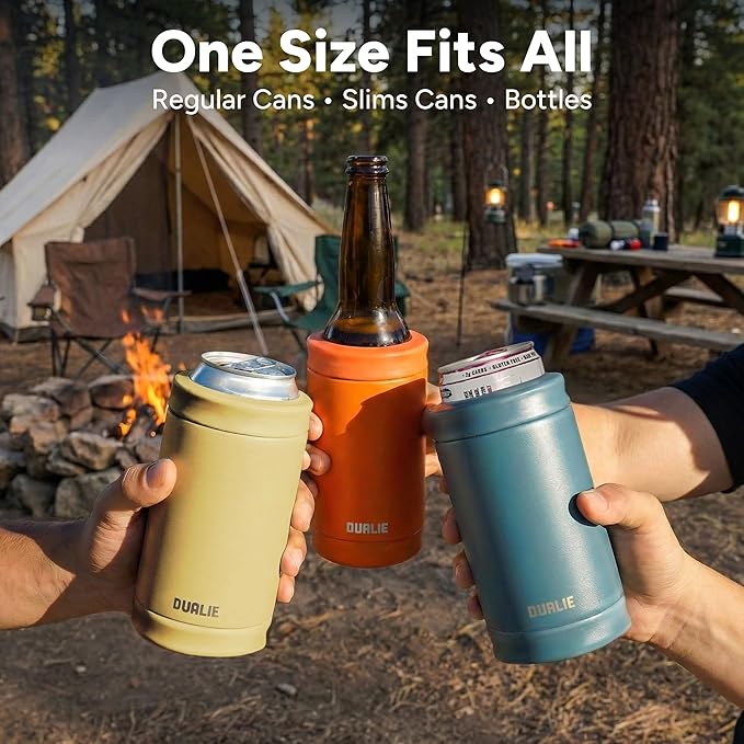 DUALIE 3 in 1 Insulated Can Cooler - 15+ Colors - Universal Size for 12 oz Cans, Slim Cans, and Bottles