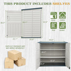 Greesum Outdoor Trash Can Storage Shed, 34 Cu.ft Waterproof Horizontal Storage Shed, Portable Horizontal Resin Storage Shed for Garden, Backyard, Patio, White