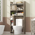 Semoic Over The Toilet Storage Cabinet, Over The Toilet Shelf with Sliding Door & Toilet Paper Holder Stand, Bathroom Above Toilet Storage, Home Space-Saving Toilet Rack for Bathroom, Light Grey