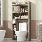 Semoic Over The Toilet Storage Cabinet, Over The Toilet Shelf with Sliding Door & Toilet Paper Holder Stand, Bathroom Above Toilet Storage, Home Space-Saving Toilet Rack for Bathroom, Light Grey