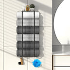 Towel Racks for Bathroom, Curved Bathroom Towel Storage Wall Mounted 30 inch with Shelf Can Holds 6 Large Towels, Wall Towel Rack for Rolled Towels, Black