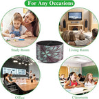 lizimandu Round Leather Art Supply Organizer,Remote Control Holder,360 Degree Rotating,Multi-Functional Pencil Holder,4 Compartments Desktop Stationary Organizer(1-Green Flower)