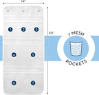 S&T INC. Shower Organizer, Shower Caddy or Bathroom Organizer with Quick Drying Mesh, 7 Pockets to Hold Shampoo, Soap, Loofah, and Cruise Ship Essentials, 14 Inch by 30 Inch, White, 2 Pack