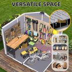 MELLCOM 8 x 6 FT Resin Outdoor Storage Shed with Floor, Resin Garden Shed with Windows and Lockable Door, Storage Tool Shed for Bike, Pool Supply, Lawnmower