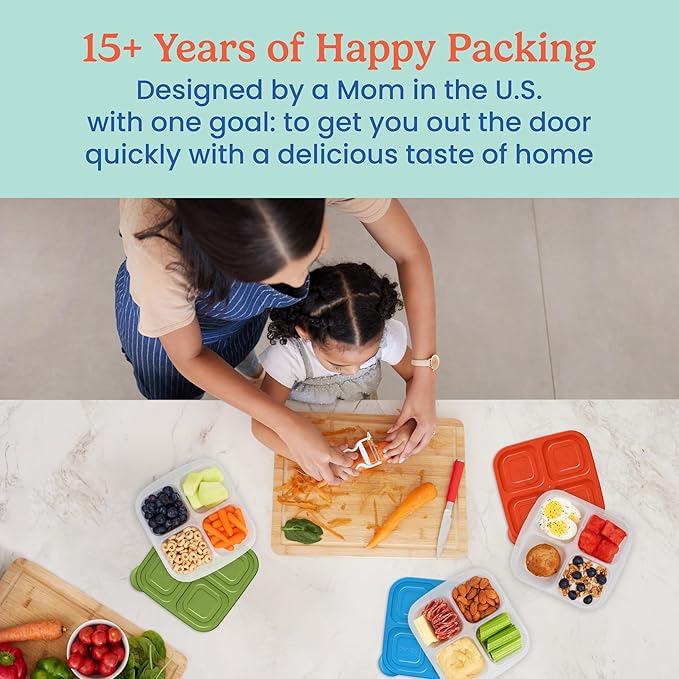 Bentgo Easyboxes 4-Compartment Snack Containers - 8-Piece Set with 4 Trays & 4 Custom-Fit Lids to Seal in Freshness - Reusable Food Storage & Meal Prep Bento BPA-Free Containers (Classic)