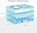 Lavatino 3-Tier Letter Tray Desk Paper Organizer – Blue Mesh Metal File Tray Organizer for Desk, Office Supplies & Home Organization | Fits A4/Letter Paper, Mail, Magazines and Office Accessories