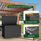 46 Gallon Outdoor Deck Box, Lockable Waterproof Outdoor Storage Boxes For Garden Tools,Indoor Cushions,Accessories Outside Storage Resin Weatherproof Container(Black)
