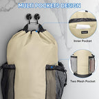 BALEINE 120L Laundry Bag Backpack, 900D Oxford Fabric Large Travel Laundry Bags with Shoulder Straps and 2 Mesh Pockets for College Dorm, Apartment, Laundromat (Beige, 120L)