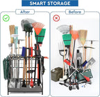 Garden Tool Organizer for Garage, Yard Tool Storage, Garden Tool Rack, for Shed Home Outdoor, Up to 58 Long-Handled Tools, Garden Tool Stand, Heavy Duty Steel, Black
